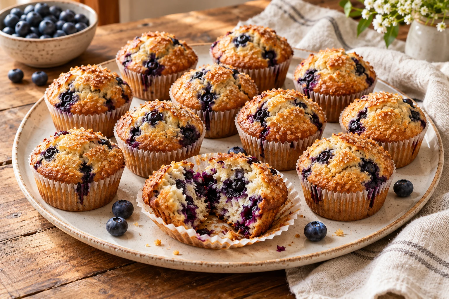 Borůvkové muffiny s křupavou krustou
