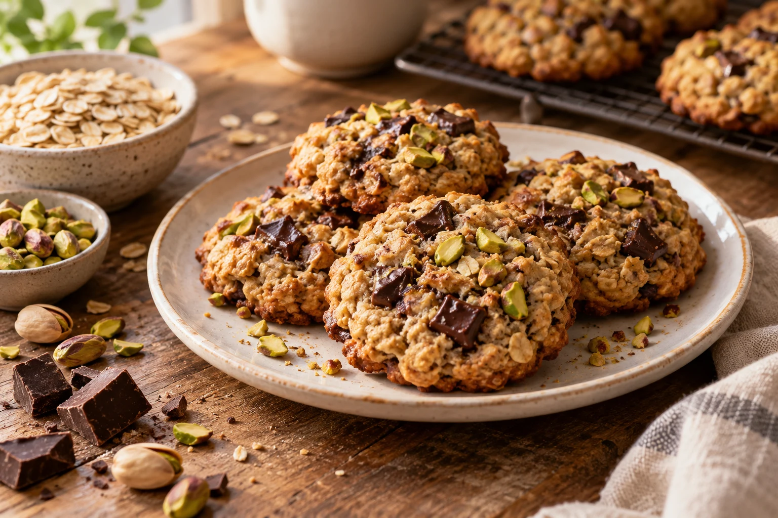Ovesné cookies s pistáciemi a čokoládou