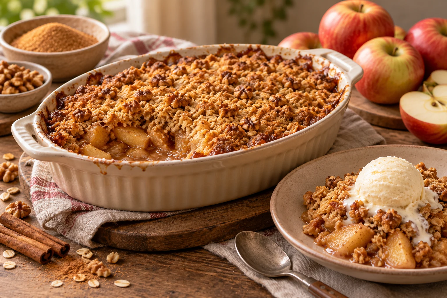 Jablečný crumble s třtinovým cukrem
